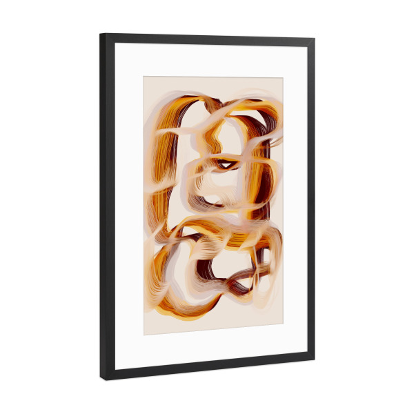 Poster mit Rahmen Schwarz (Metallic) "Karamell" artboxONE - Abstrakt,Für Mama,Für Papa - Karamell,Abstrakt,Formen,Pinselstriche,Strokes,Braun,Beige