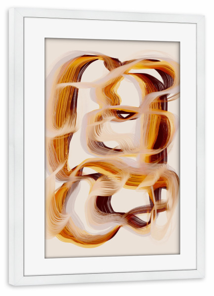Poster mit Rahmen weiß "Karamell" artboxONE - Abstrakt,Für Mama,Für Papa - Karamell,Abstrakt,Formen,Pinselstriche,Strokes,Braun,Beige