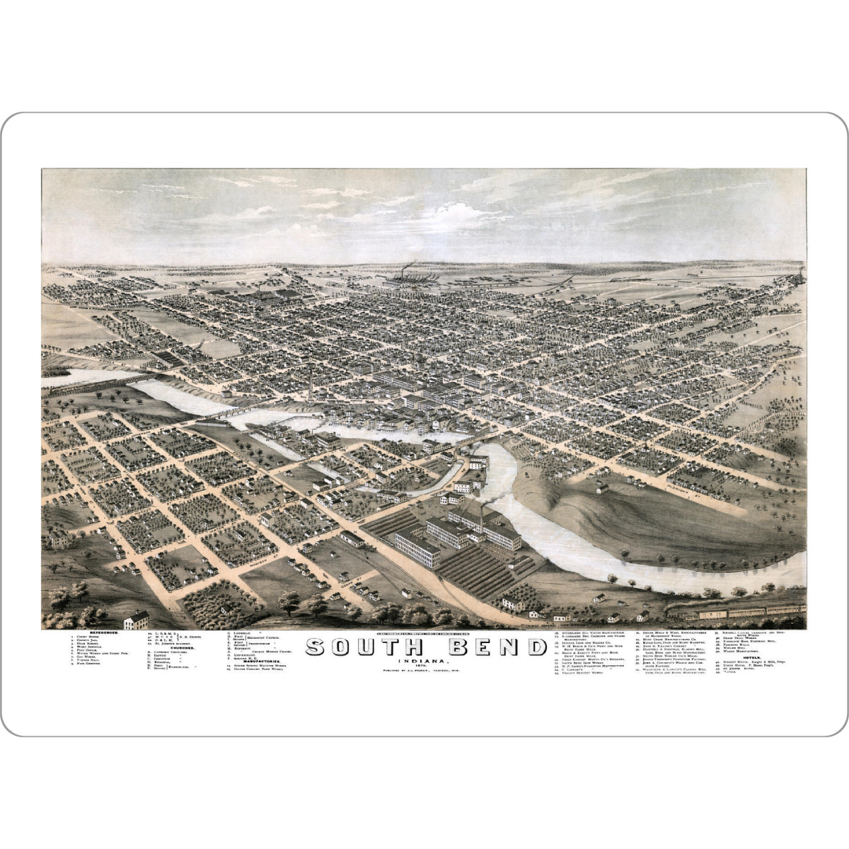 Tischset "Karte von South Bend - Indiana" artboxONE - Kartografie