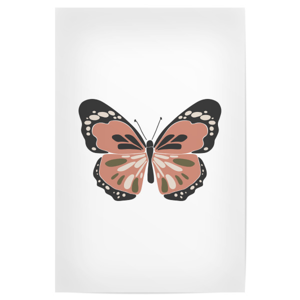 Poster 30x20 cm "Sommerrosa Schmetterling" artboxONE - Tiere - Schmetterling,Insekt,Sommer,Kunst,Abstrakt,Boho,Abbildung,Druckbar,Farbig,Rosa,Tier