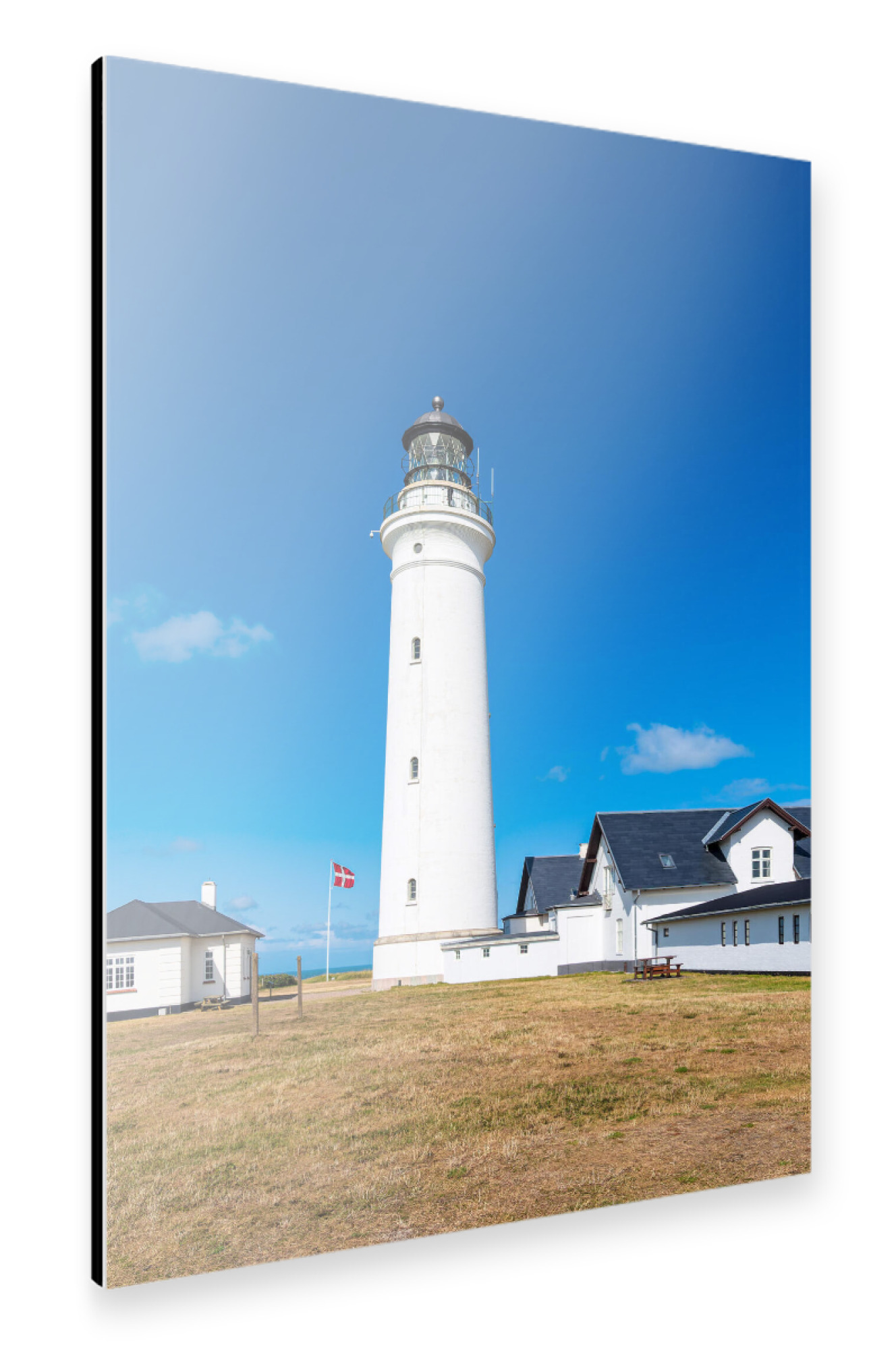 Alu-Dibond "Wiese, Leuchtturm, Himmel" 30x20 cm artboxONE