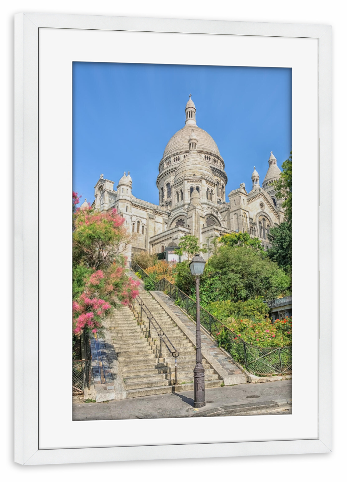 Poster mit Rahmen weiß "Sumer in Montmartre" artboxONE - Städte,Reise,Architektur,Städte / Paris,Reise / Länder
