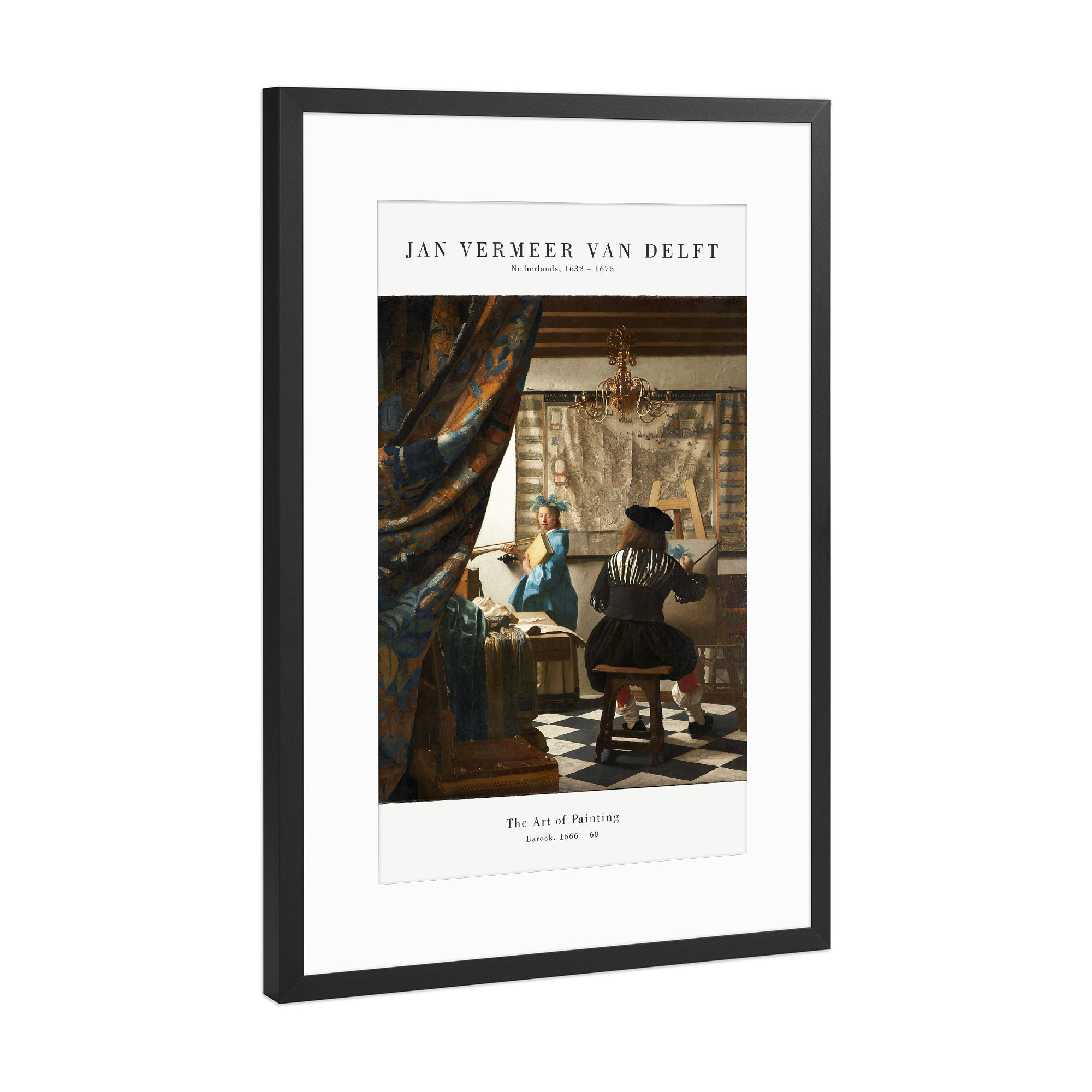 Poster mit Rahmen Schwarz (Metallic) "Vermeer - Die Kunst des Malens" artboxONE - Menschen