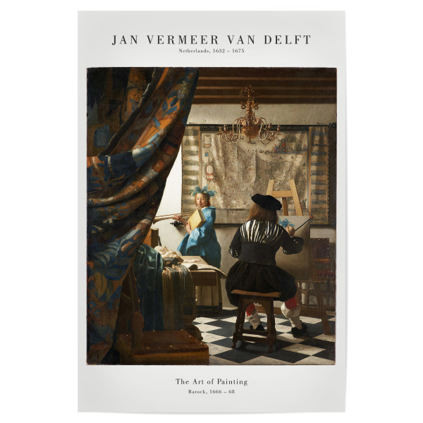 Poster "Vermeer - Die Kunst des Malens" artboxONE - Menschen - Vermeer,Niederlande,Kunstdruck,Barock,Frau,Mann,Maler,Gemälde,Kunst,Malerei