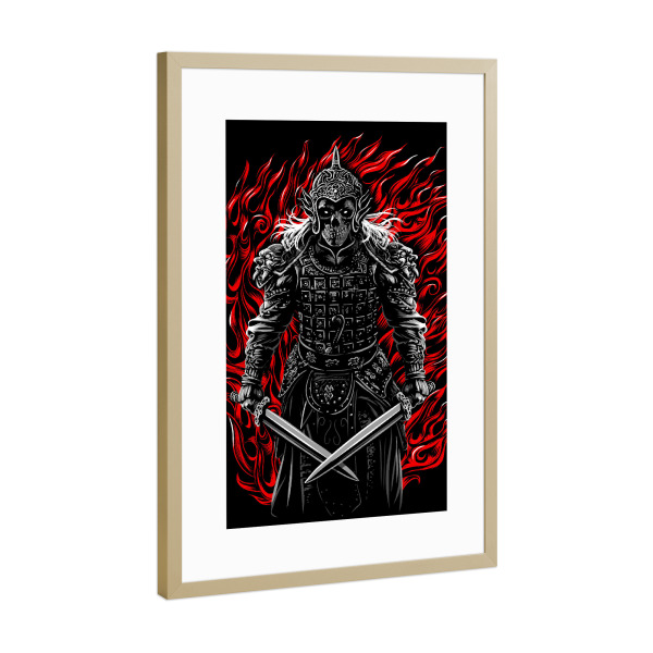 Poster mit Rahmen Gold "Mongolischer Krieger" artboxONE - Städte / Tokio