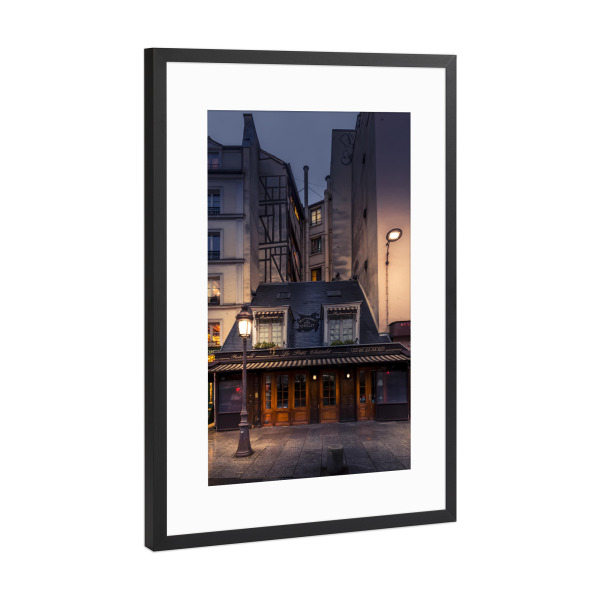 Poster mit Rahmen Schwarz (Metallic) "Le Petit Châtelet" artboxONE - Städte,Reise,Architektur,Städte / Paris,Reise / Länder