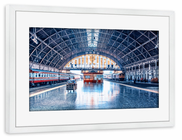Poster mit Rahmen weiß "Bahnhof Hua Lamphong" artboxONE - Städte,Reise,Architektur,Reise / Asien,Reise / Länder