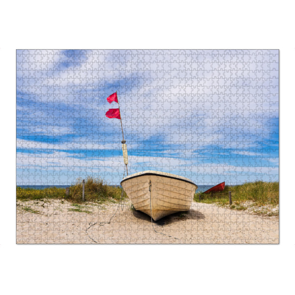 Puzzle Ravensburger "Fischerboot, Düne, Wolken" artboxONE - Natur,Reise,Reise / Strand und Meer