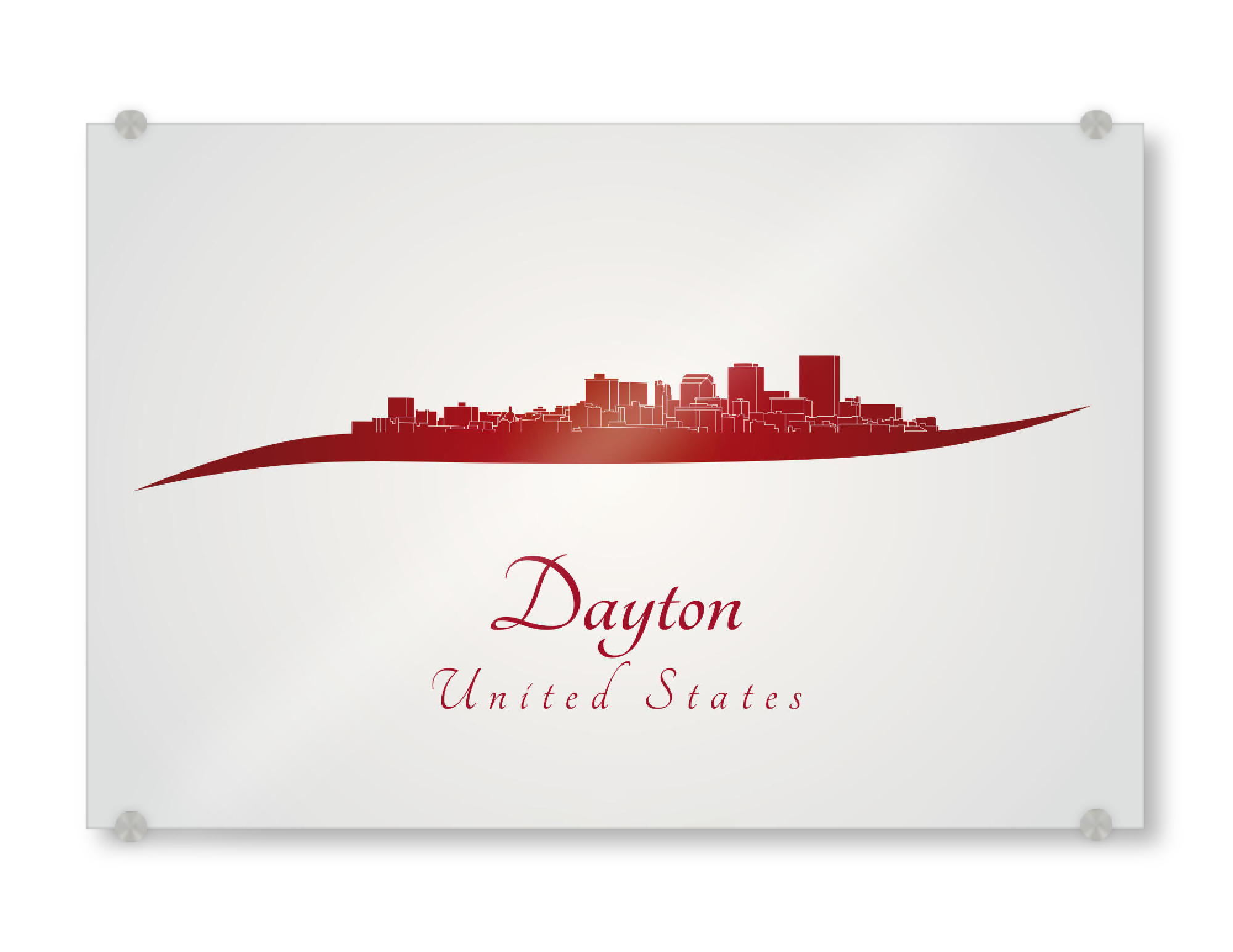 Acrylglasbild "Skyline von Dayton in Rot" artboxONE - Städte,Architektur - Stadt,Skyline,Denkmäler,Aquarell,Tourismus,Reise,Speicher,Bunt,Rote farbe