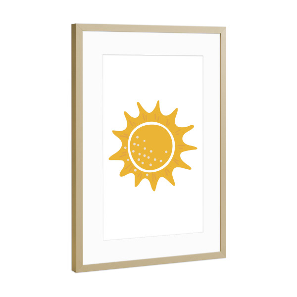 Poster mit Rahmen Gold "Babysonne zum Ausdrucken" artboxONE - Für Kinder