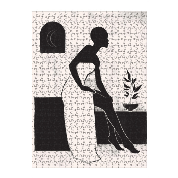 artboxONE Puzzle "Saubere Frau weiß" artboxONE - Abstrakt - Abstrakt,Weiß,Beige,Blatt,Frau - Bild abstrakt