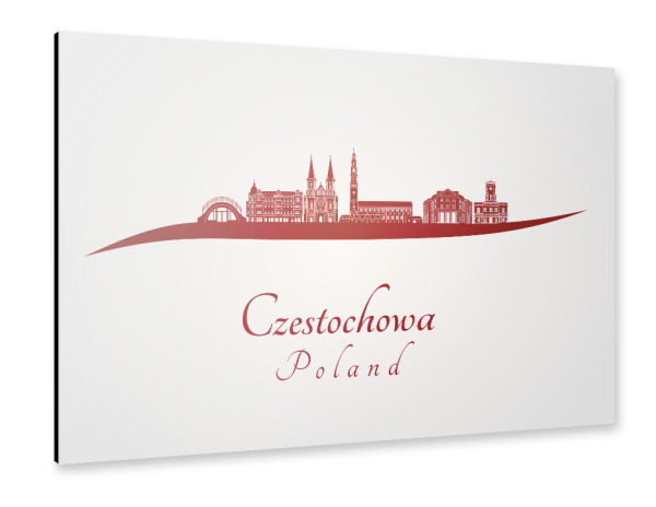 Alu-Dibond "Czestochowa-Skyline im Rot" 30x20 cm artboxONE