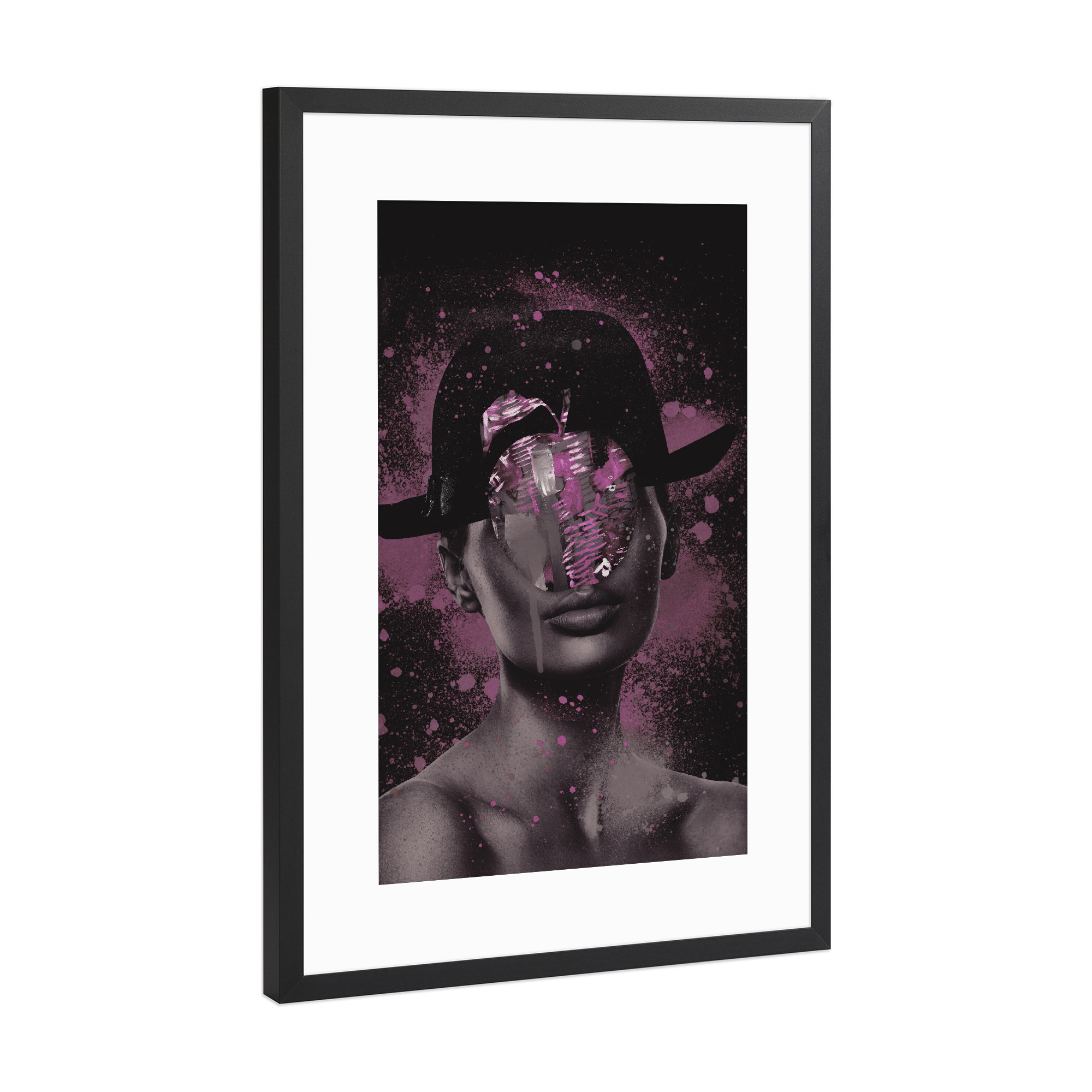 Poster mit Rahmen Schwarz (Metallic) "Die Tochter der Farben pink" artboxONE - Natur,Abstrakt,Menschen