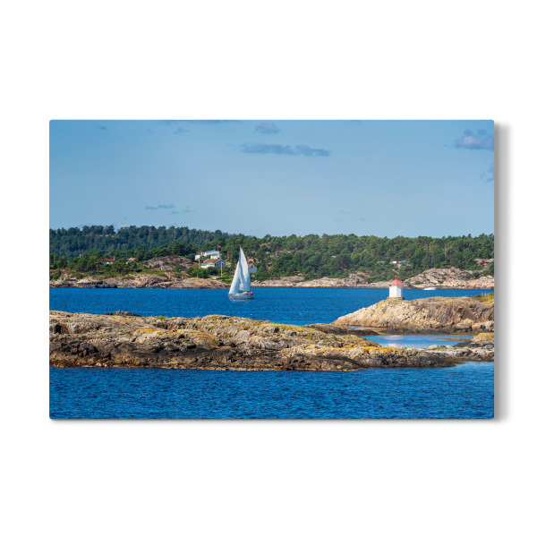 Galerie-Print "Felsen, Küste, Segelboot" 30x20 cm artboxONE