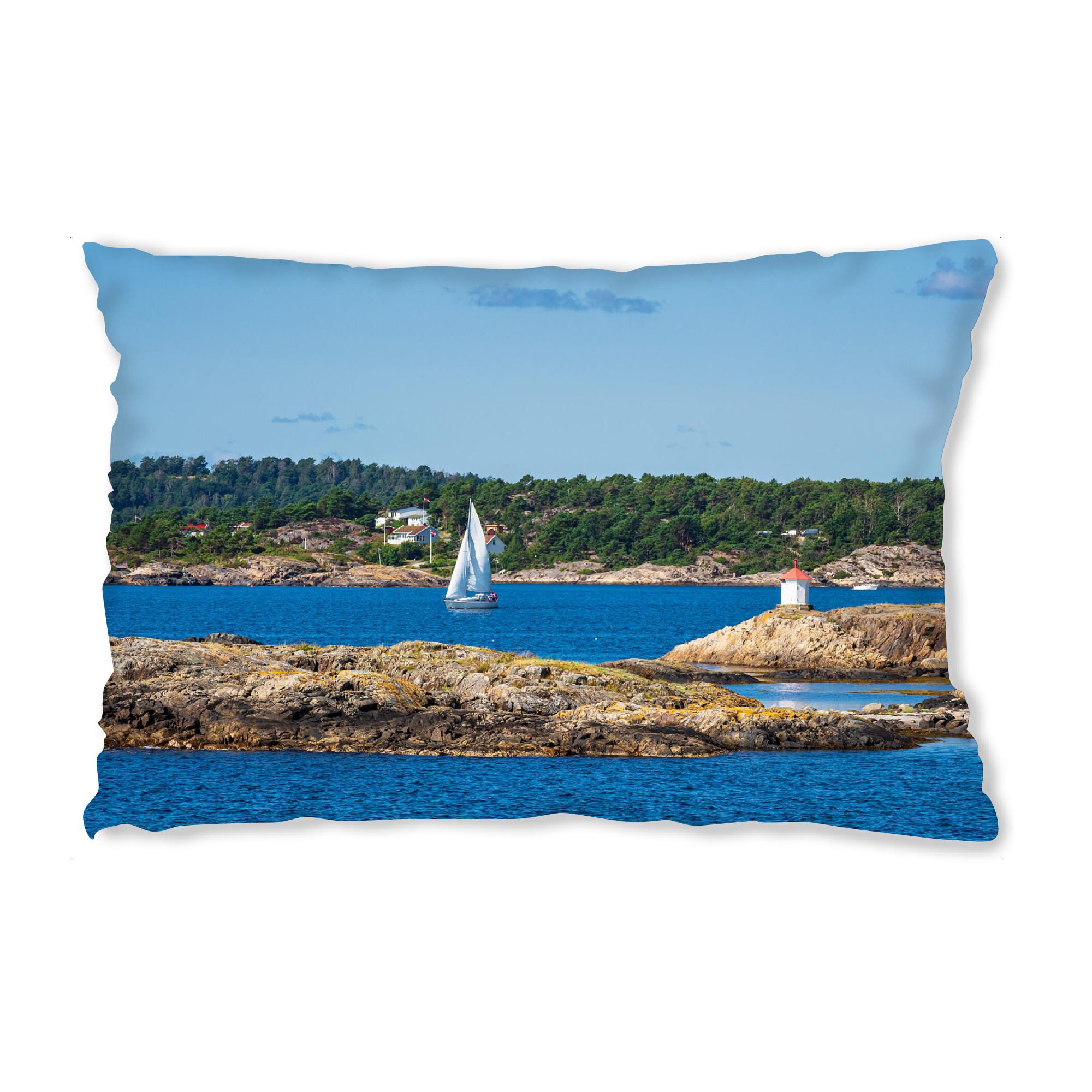 Design-Kissen "Felsen, Küste, Segelboot" artboxONE - Natur,Reise,Reise / Strand und Meer,Reise / Länder