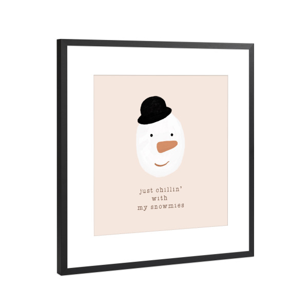 Poster mit Rahmen Schwarz (Metallic) "Chillen mit meinen Snowmies" artboxONE - Typografie,Abstrakt,Menschen,Weihnachten,Lustig