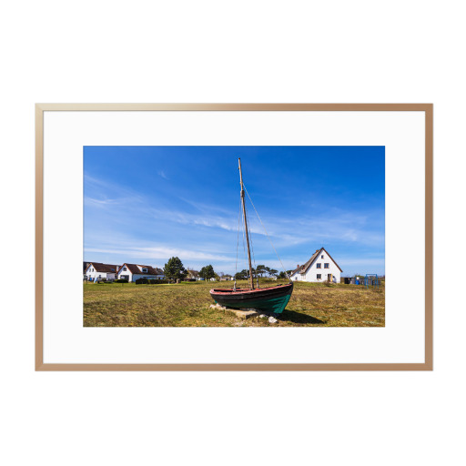 Meadow, boat, houses