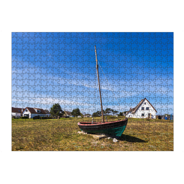 Puzzle Ravensburger "Wiese, Boot, Häuser" artboxONE - Natur,Reise,Architektur