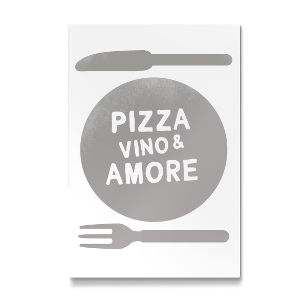 Galerie-Print "Pizza, Vino & Amore I Set grau" 30x20 cm artboxONE