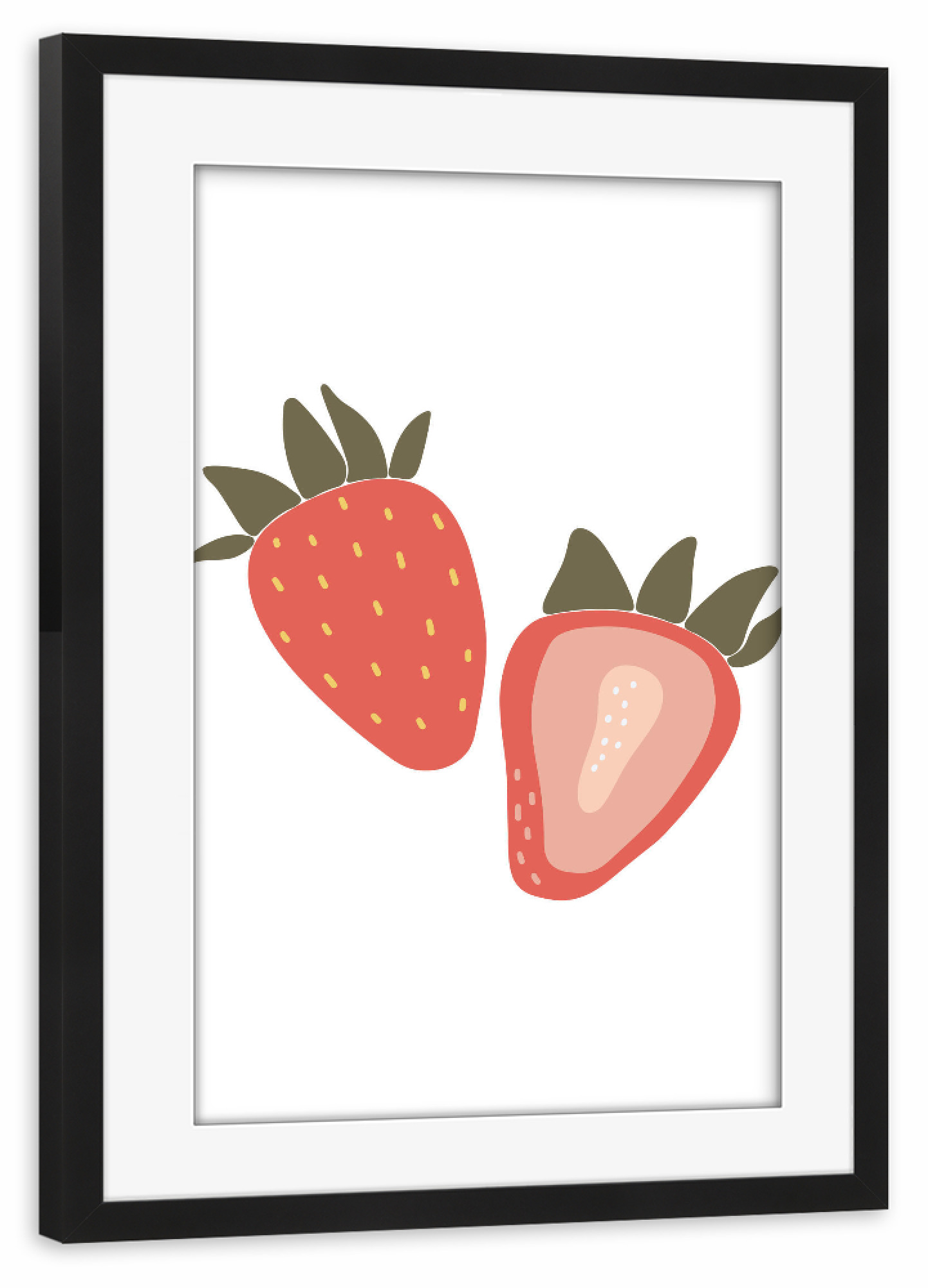 Poster mit Rahmen schwarz "Bedruckbare Erdbeere" artboxONE - Essen & Trinken / Obst & Gemüse