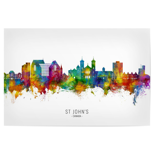 Poster "St. John's Kanada Skyline txt" artboxONE - Städte - St john's,Kanada,Skyline,Stadtbild,Stadtbild,Aquarell,Malerei
