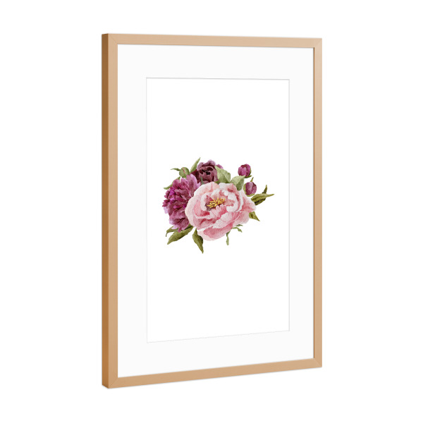 Poster mit Rahmen Kupfer "Aquarell Pfingstrose" artboxONE - Floral