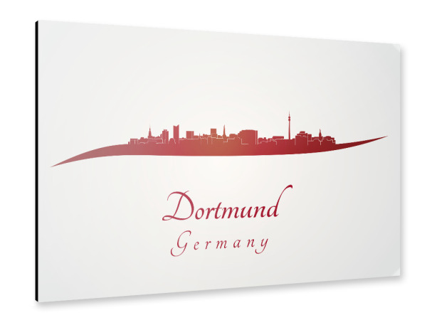 Alu-Dibond "Dortmunder Skyline in Rot" 30x20 cm artboxONE