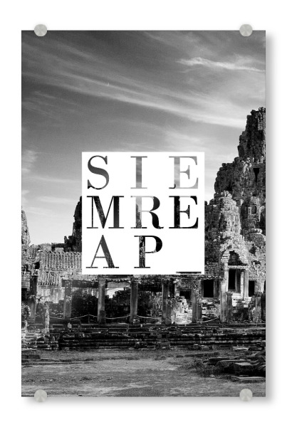 Acrylglasbild "Siem Reap sw" artboxONE - Typografie,Architektur,Städte / Weitere - Siem reap,Kambodscha,Angkor wat,Fotografie,Schwarzweiß,Wahrzeichen