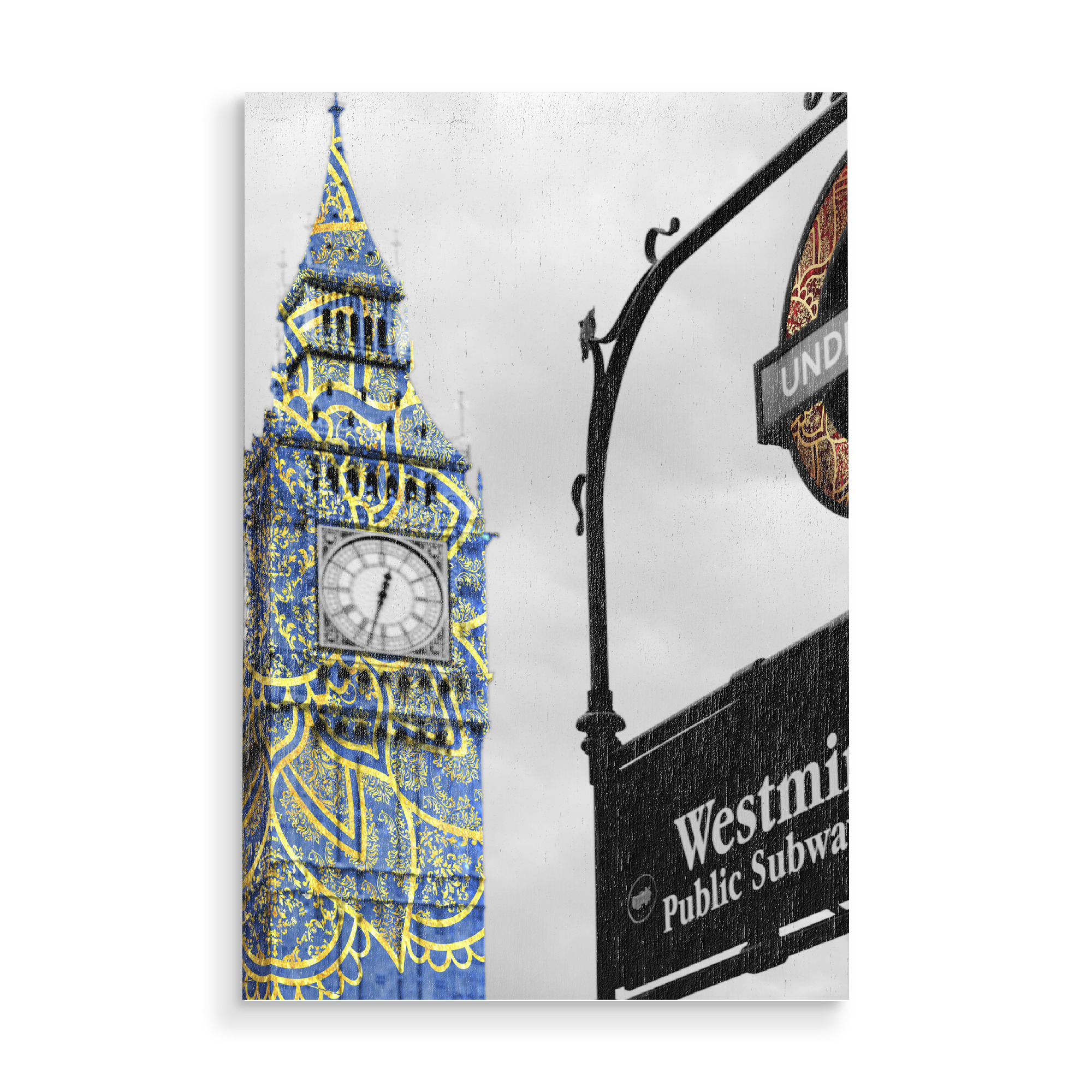 Holzbild "Flippiges Wahrzeichen - London" artboxONE - Städte / London,Abstrakt,Architektur