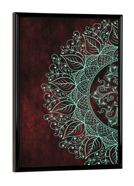 Poster mit schwarzem Rahmen "Mandaleaf Rot" artboxONE - Natur,Floral,Abstrakt