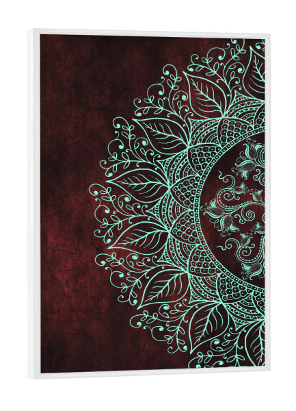 Poster mit weißem Rahmen "Mandaleaf Rot" artboxONE - Natur,Floral,Abstrakt - Mandala,Vektor,Digital,Blatt,Natur,Abstrakt,Arabisch,Yoga,Zen,Meditation