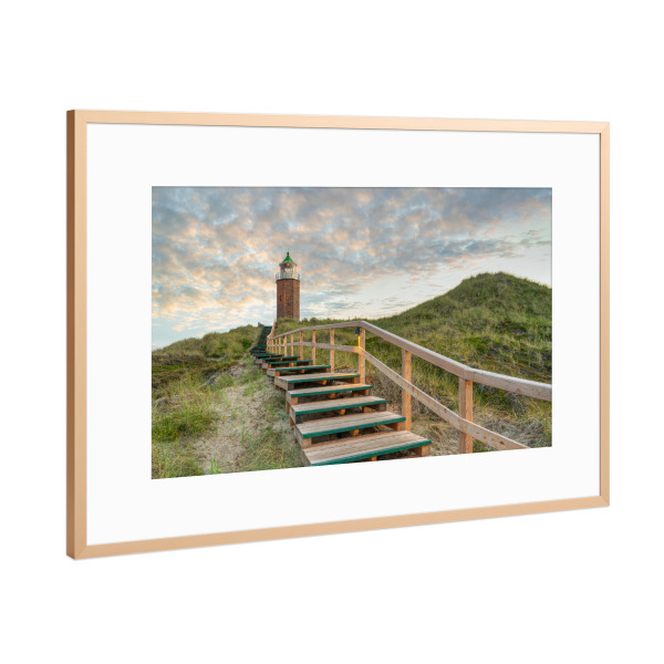 Poster mit Rahmen Kupfer "Sylt Quermarkenfeuer Rotes Kliff" artboxONE - Natur,Reise,Architektur,Reise / Strand und Meer