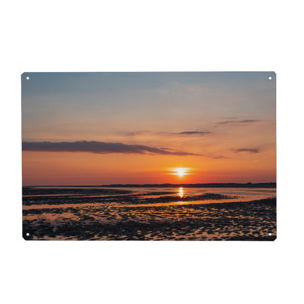Metall Poster "Watt, Priel, Sonne" artboxONE - Natur,Reise,Reise / Strand und Meer