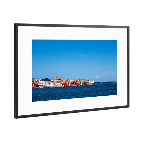 Poster mit Rahmen Schwarz (Metallic) "Wasser, Häuser und Boot" artboxONE - Natur,Reise,Architektur,Reise / Strand und Meer,Reise / Länder