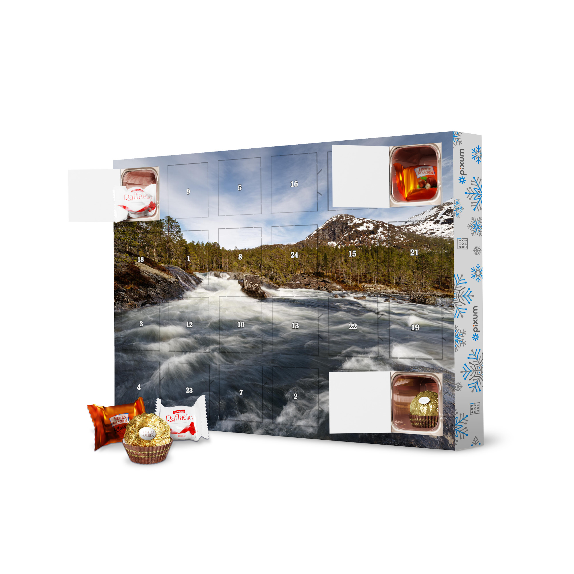 Adventskalender mit Ferrero Pralinen Wildes Wasser in Norwegen artboxONE Adventskalender Natur