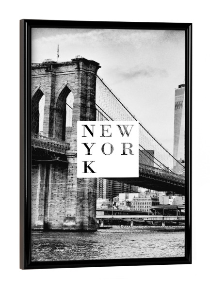 Poster mit schwarzem Rahmen "New York sw" artboxONE - Städte / New York,Typografie,Architektur