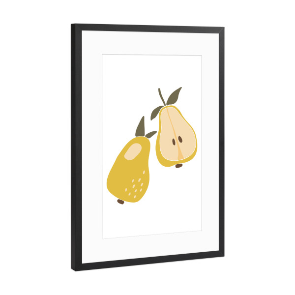 Poster mit Rahmen Schwarz (Metallic) "Boho Birnenfrucht" artboxONE - Essen & Trinken / Obst & Gemüse