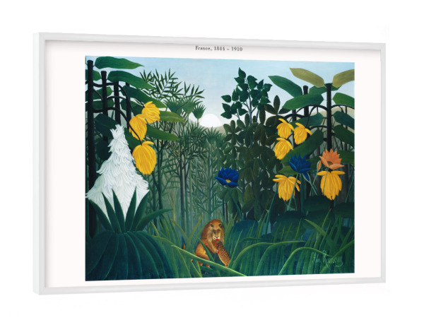 Poster mit weißem Rahmen "Rousseau - Das Mahl des Löwen" artboxONE - Natur,Floral,Tiere
