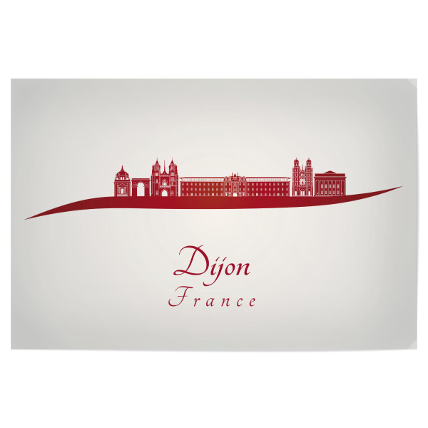 Poster "Dijon-Skyline in Rot" artboxONE - Städte,Architektur - Stadt,Skyline,Denkmäler,Aquarell,Tourismus,Reise,Pastellfarbe,Geschenk