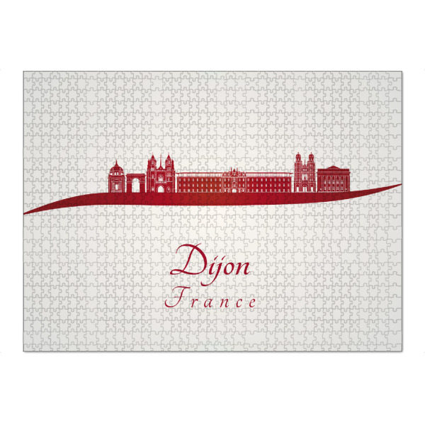 Puzzle Ravensburger "Dijon-Skyline in Rot" artboxONE - Städte,Architektur - Stadt,Skyline,Denkmäler,Aquarell,Tourismus,Reise,Pastellfarbe,Geschenk
