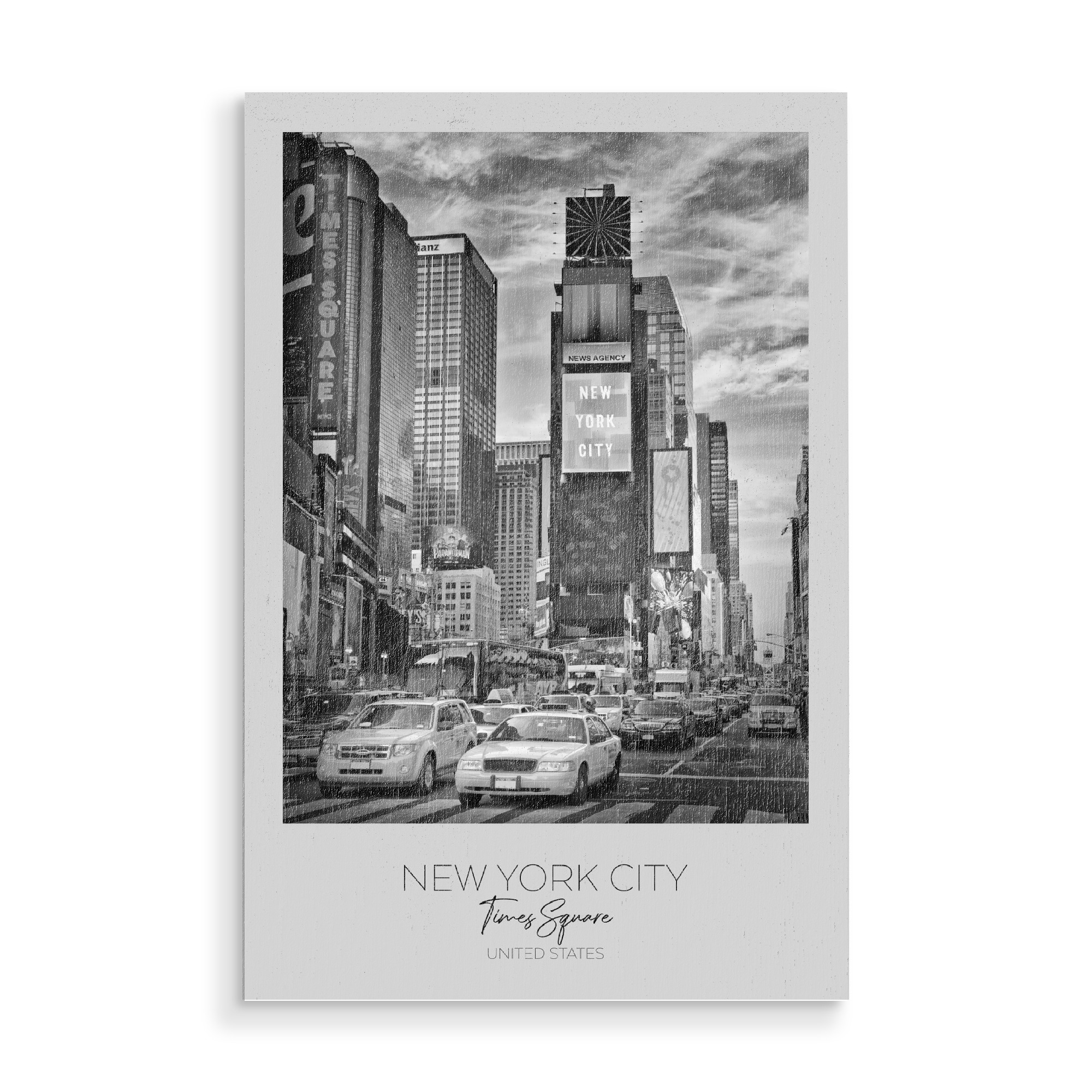 Holzbild "Im Fokus: NYC Times Square" artboxONE - Städte / New York,Schwarzweiß,Architektur