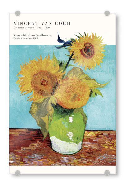 Acrylglasbild "Van Gogh - Drei Sonnenblumen" artboxONE - Natur,Floral