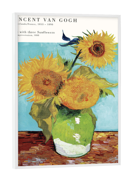 Poster mit weißem Rahmen "Van Gogh - Drei Sonnenblumen" artboxONE - Natur,Floral