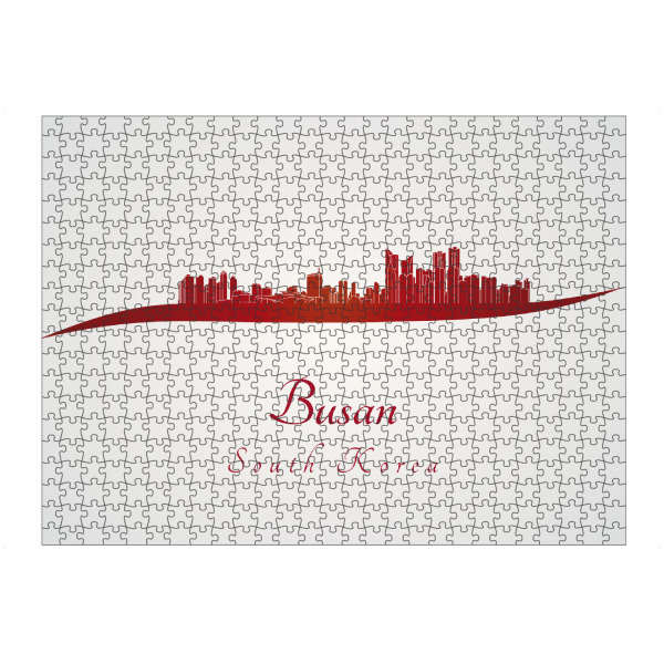 Puzzle Ravensburger "Busan-Skyline in Rot" artboxONE - Städte,Architektur