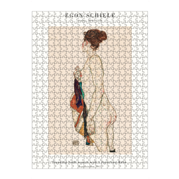 artboxONE Puzzle "Schiele - Das gemusterte Kleid" artboxONE - Abstrakt,Menschen,Fashion