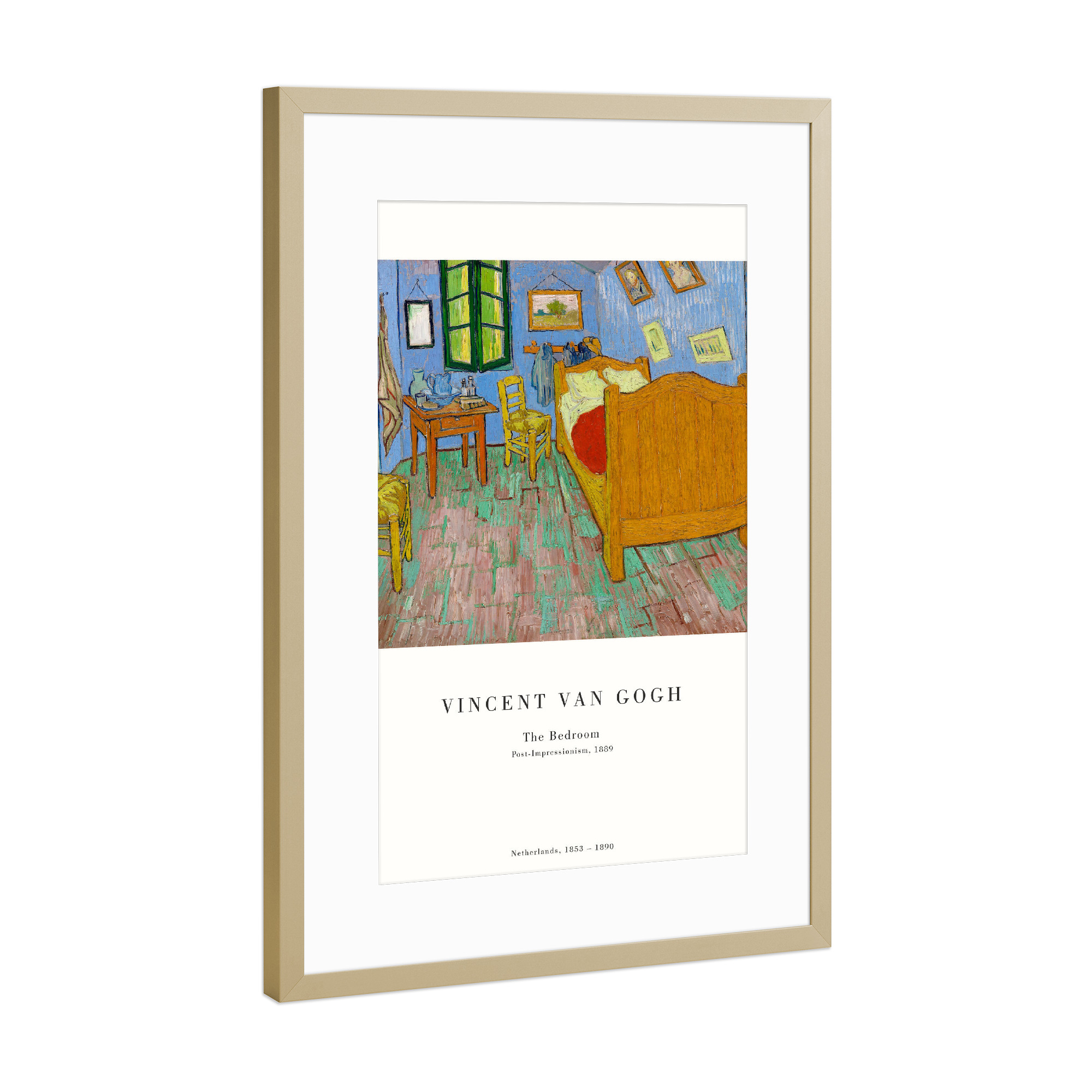 Poster mit Rahmen Gold "Van Gogh - Das Schlafzimmer" artboxONE - Städte