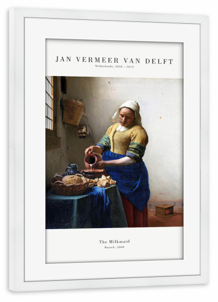 Poster mit Rahmen weiß "Vermeer - Das Milchmädchen" artboxONE - Essen & Trinken,Menschen