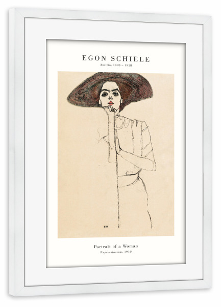 Poster mit Rahmen weiß "Schiele -Portrait einer Frau" artboxONE - Abstrakt,Menschen,Fashion,Für Mama