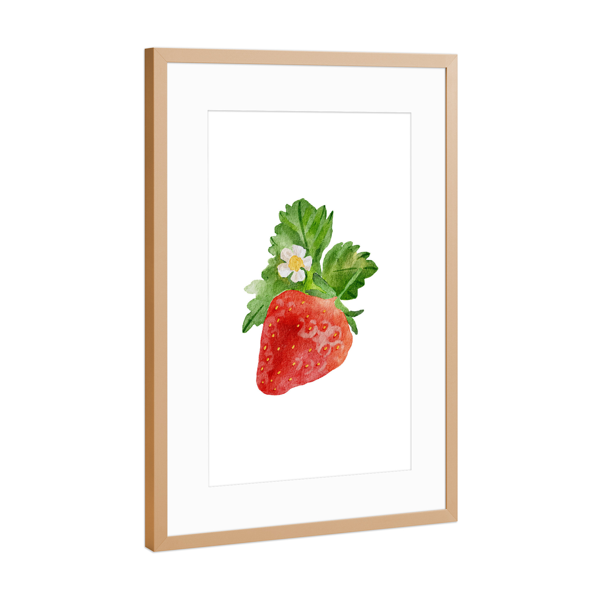 Poster mit Rahmen Kupfer "Aquarell Erdbeere" artboxONE - Essen & Trinken / Obst & Gemüse