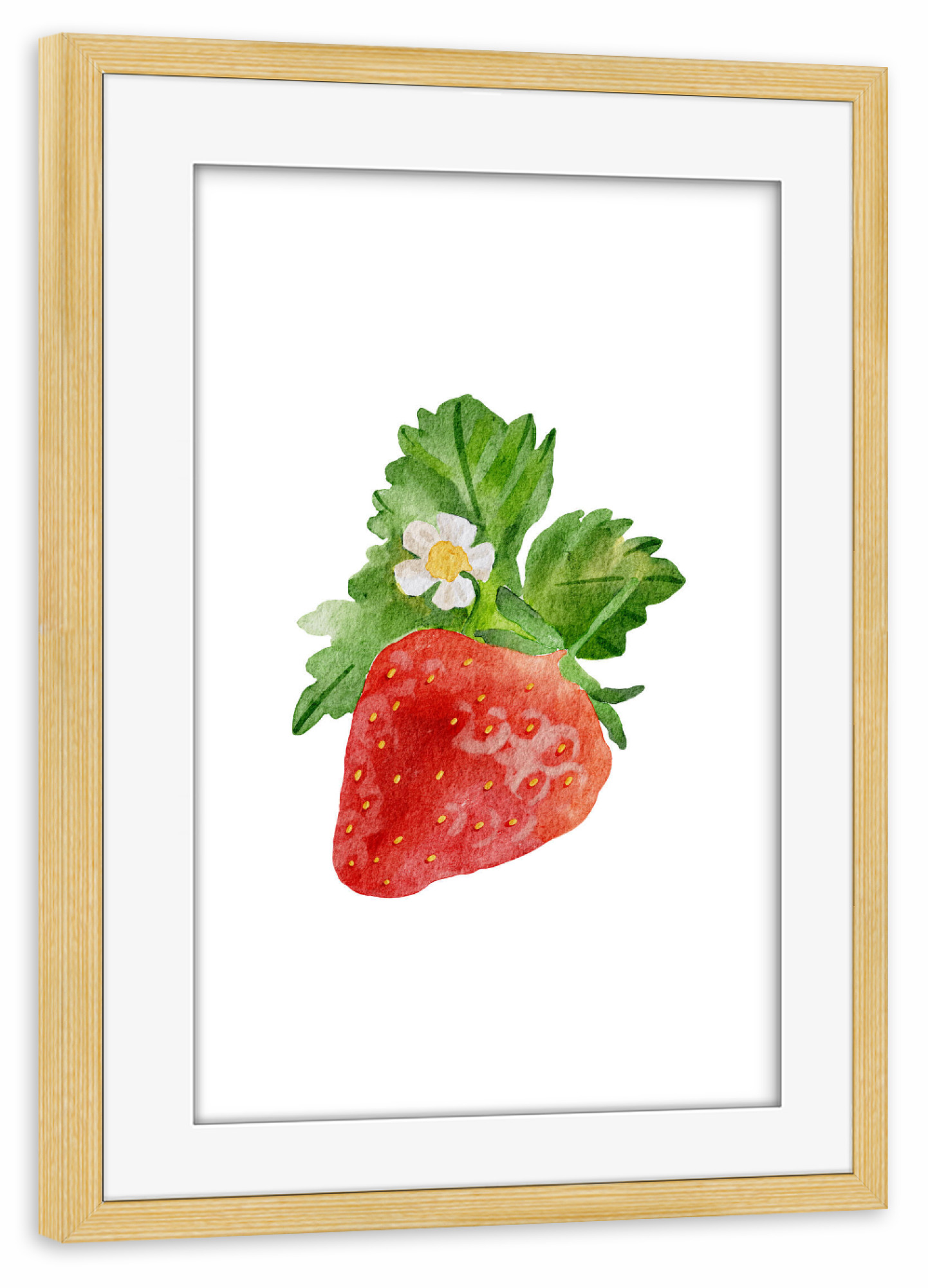 Poster mit Rahmen kiefer "Aquarell Erdbeere" artboxONE - Essen & Trinken / Obst & Gemüse